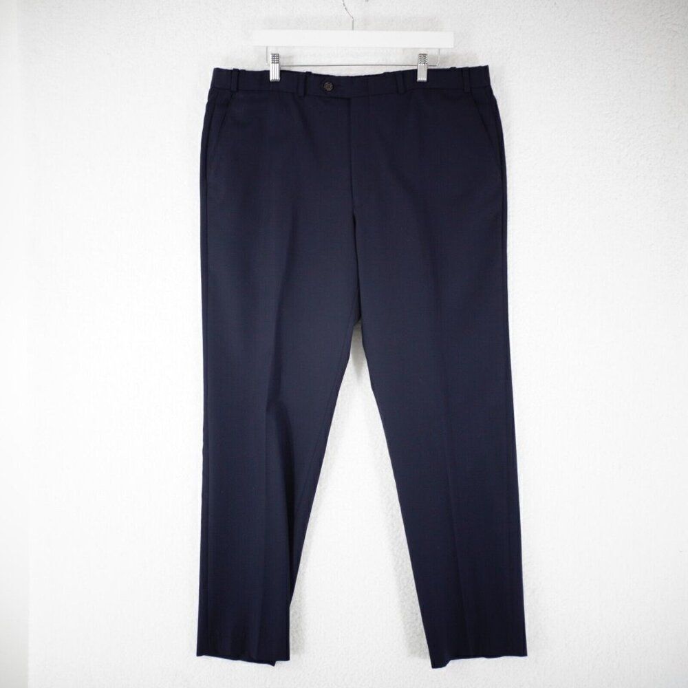 Lauren Ralph Lauren Blue Flat Front Mid Rise Wool Dress Pants 38/31 Lined Partia